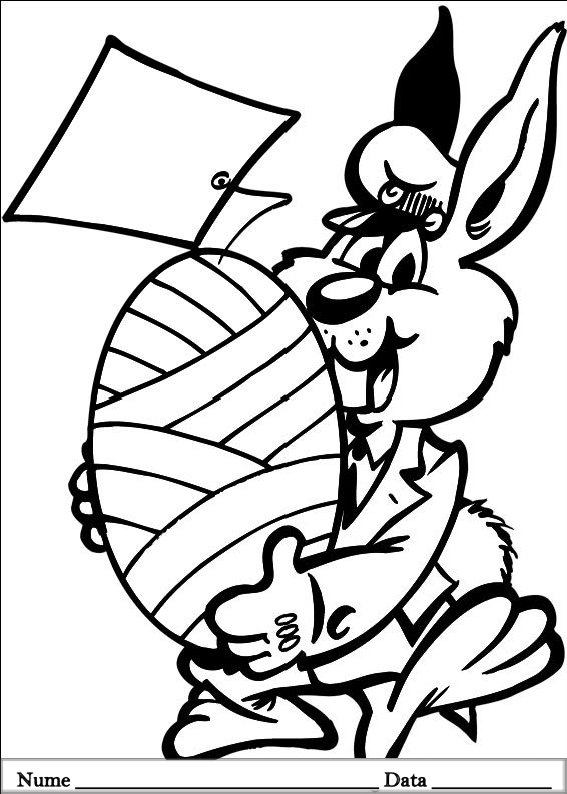 desene de colorat planse iepurasi de pasti